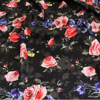 Коприна Dolce&Gabbana ситни рози черен фон